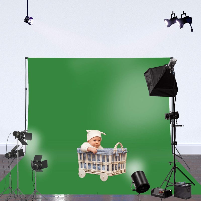 ISSUNTEX 9X15 ft Background Muslin Backdrop, Photo Studio, Collapsible High Density Screen for Video Photography and Television-Blue/Green - Image 2